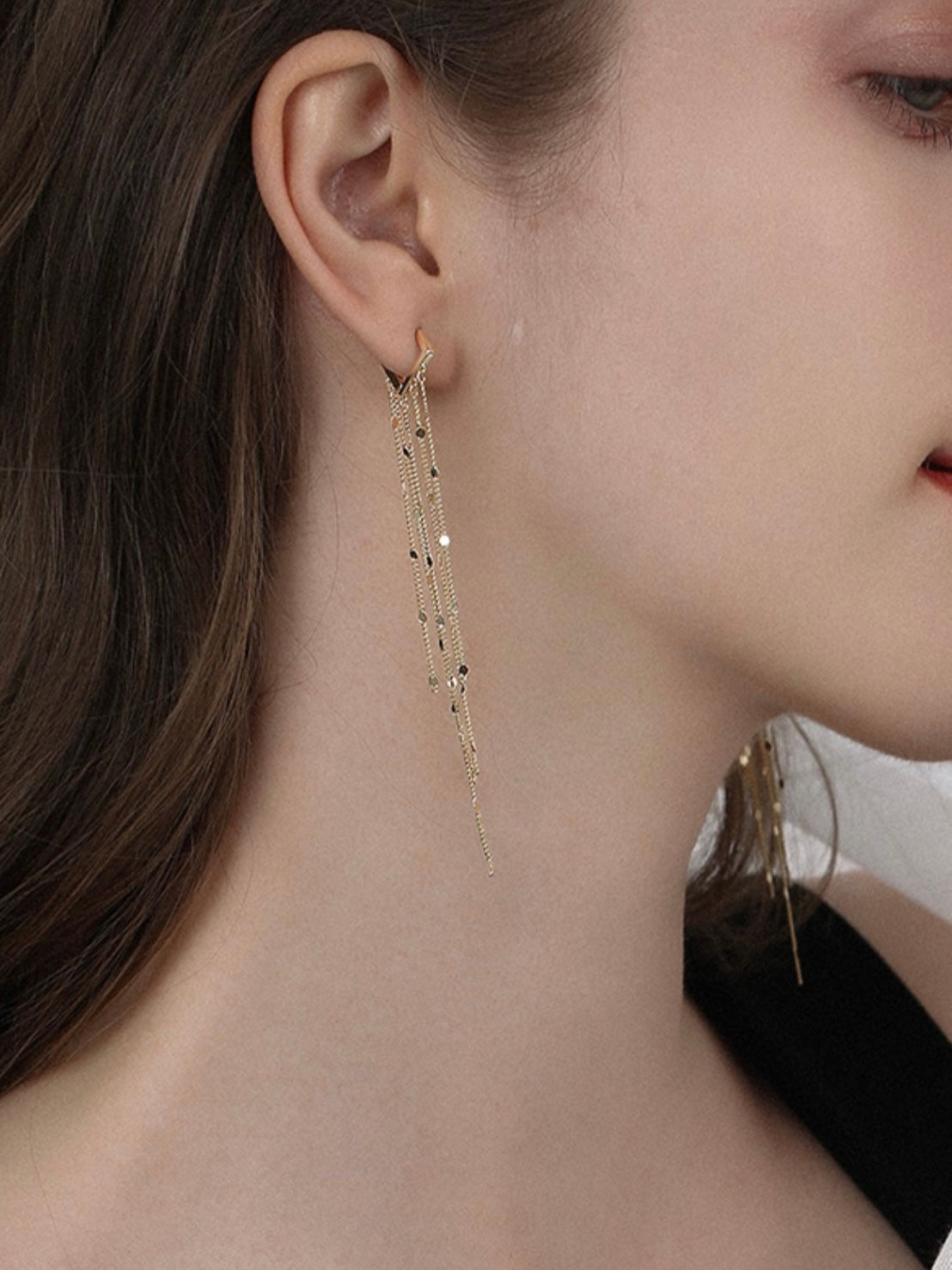 Square Framed Tassel Earrings