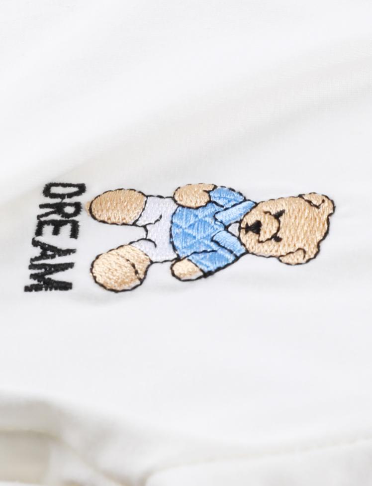White Dream Bear Short Sleeve Polo Top