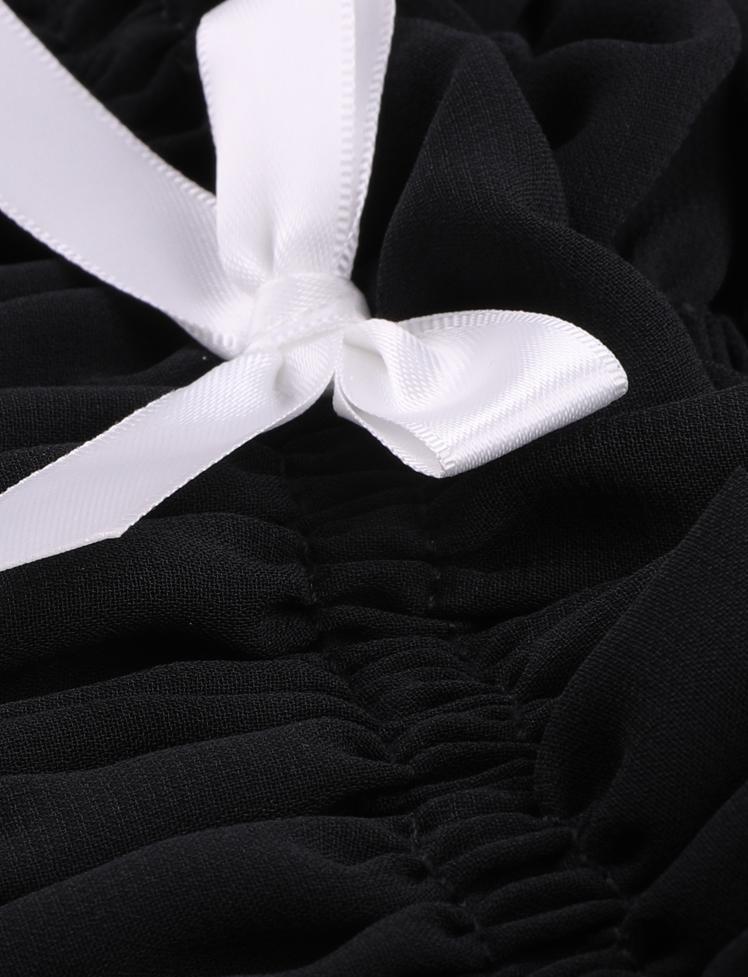 Fold Pleated Bow Decor Top