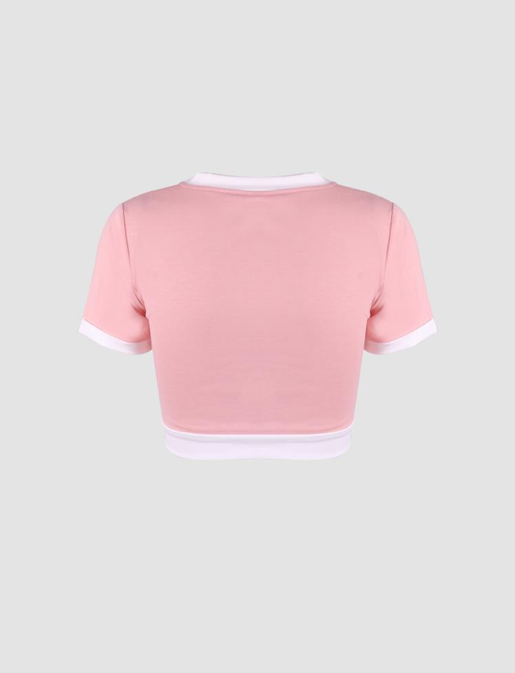 Dream Character V-Neck Pink Tops