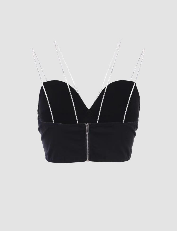 Black V-Neck Charming Top