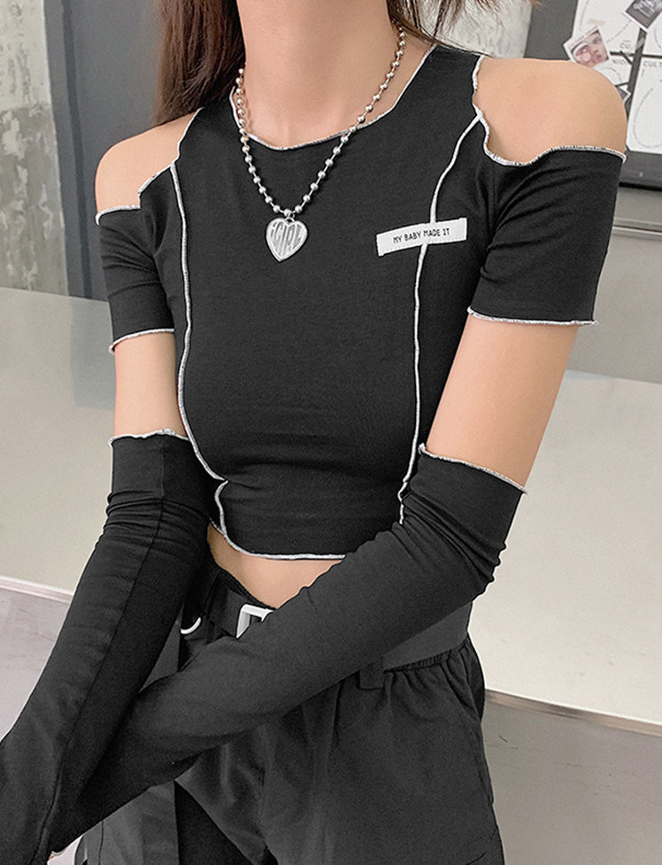 Hollow Shoulder Y2K Top