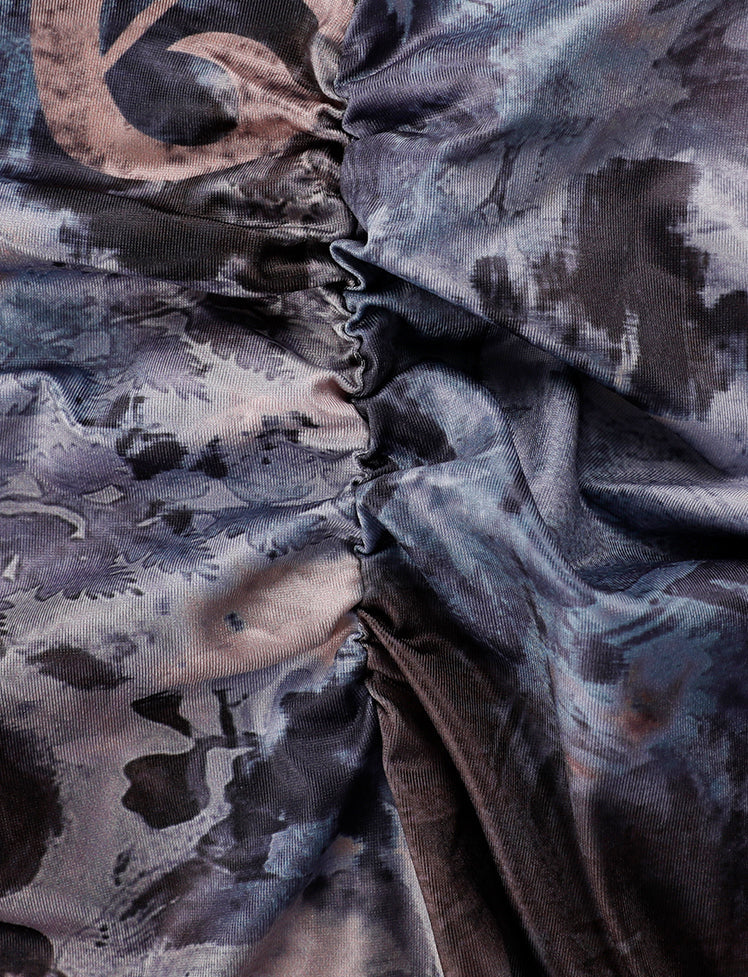 Floral Print Halter Drawstring Dress