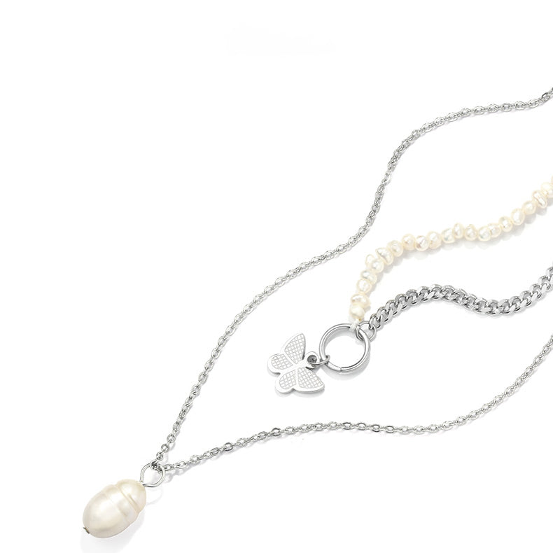 Double Pearl Flower Necklace