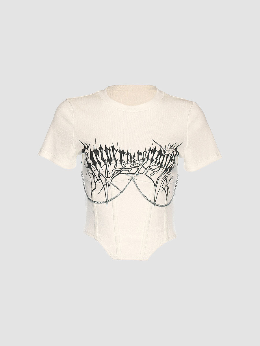 Chain Sexy Print Short Sleeve Top