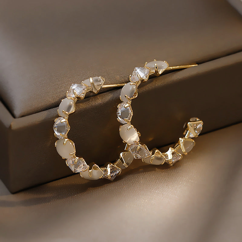 Opal Round Earrings