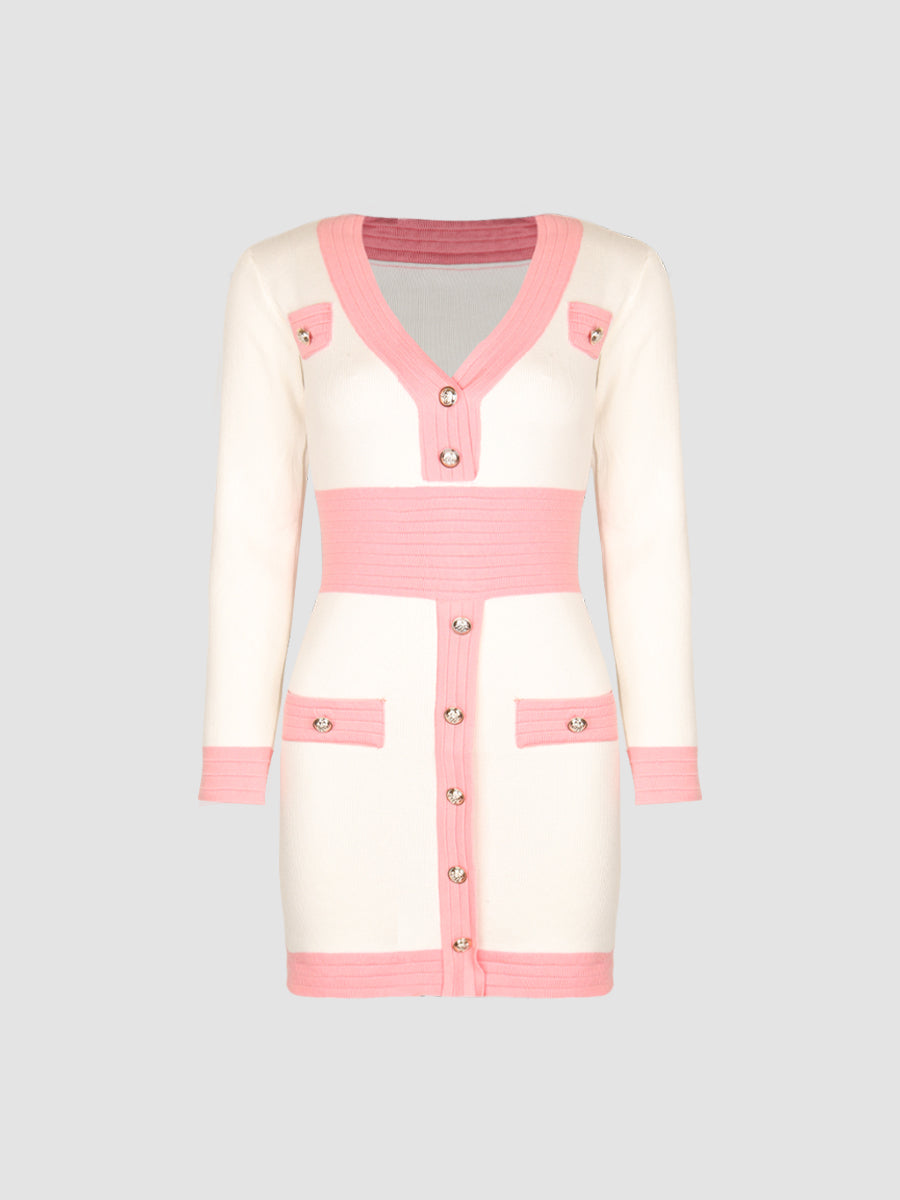 Pink & White Knitted Dress