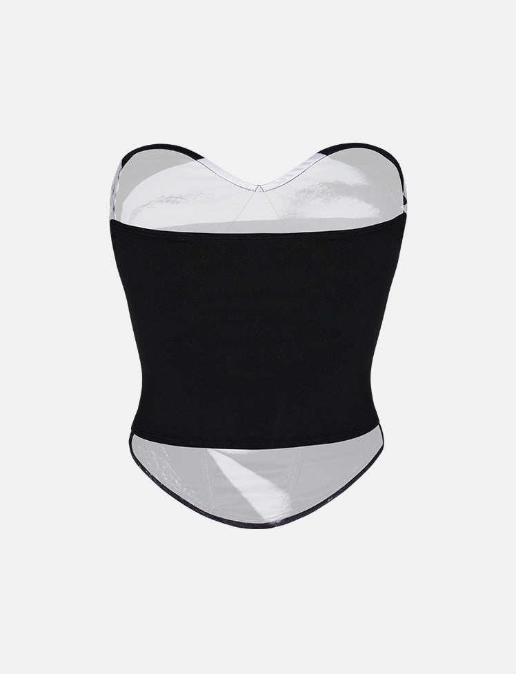 Face Print Off Shoulder Corset