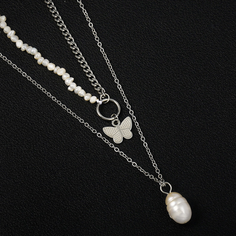 Double Pearl Flower Necklace