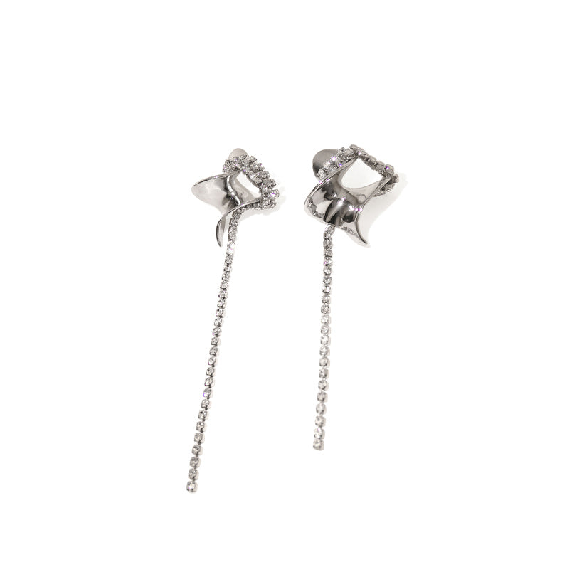 Irregular Diamond Long Earrings