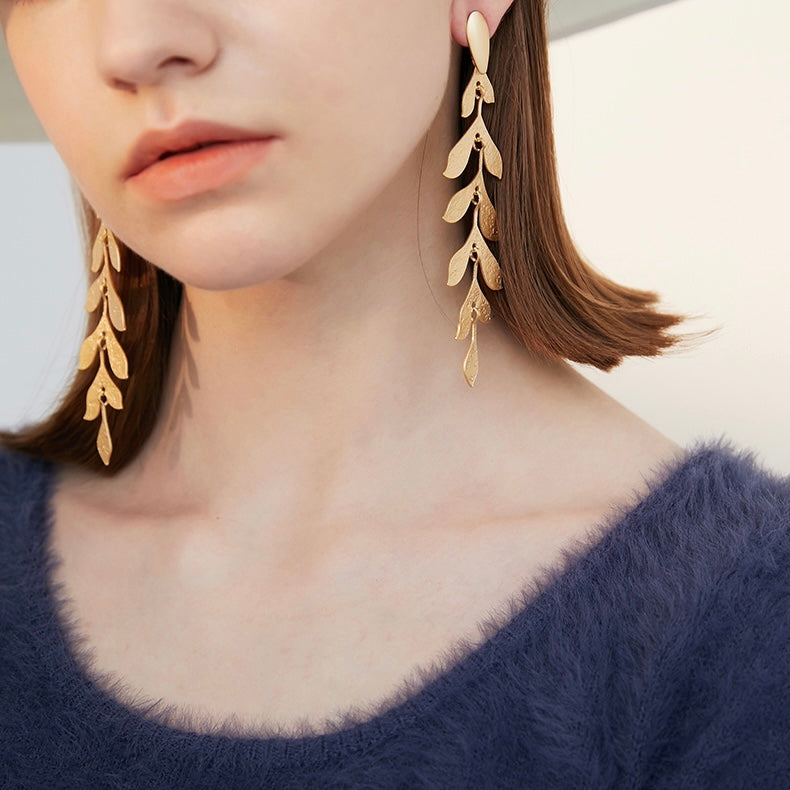 Golden Wheat Wave Earrings