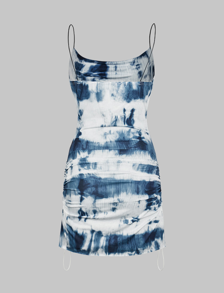Tie-dye Drawstring Cami Dress