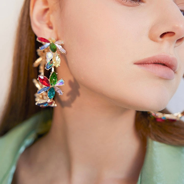 Two-color Flower Round Earrings