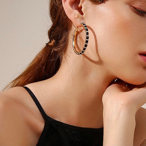 Black and White Opal Earrings