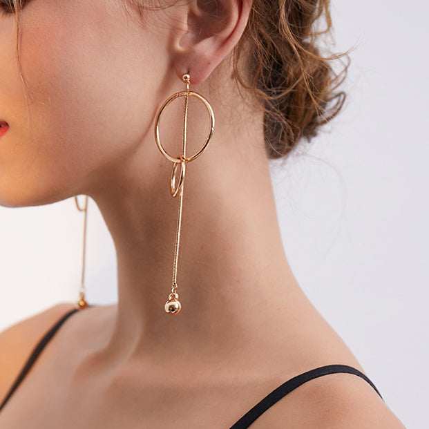 Hooped Tassel Long Earrings