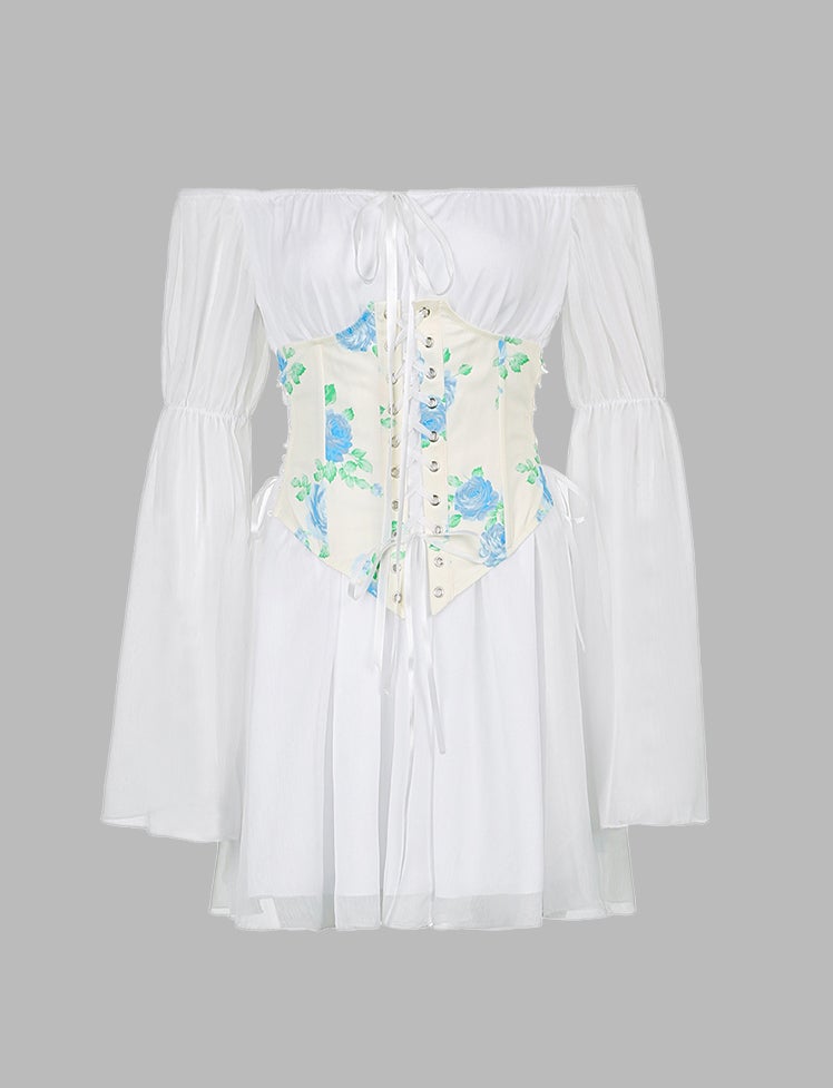 Floral Print Corset Dress Set