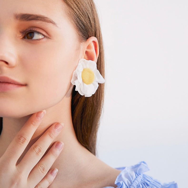 Fabric Flower Earrings
