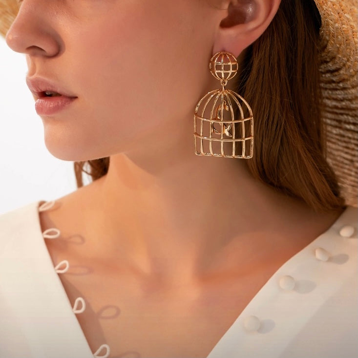Golden Birdcage Earrings