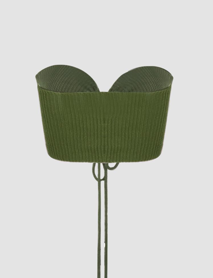 Dark Green Cutout Wrap Top