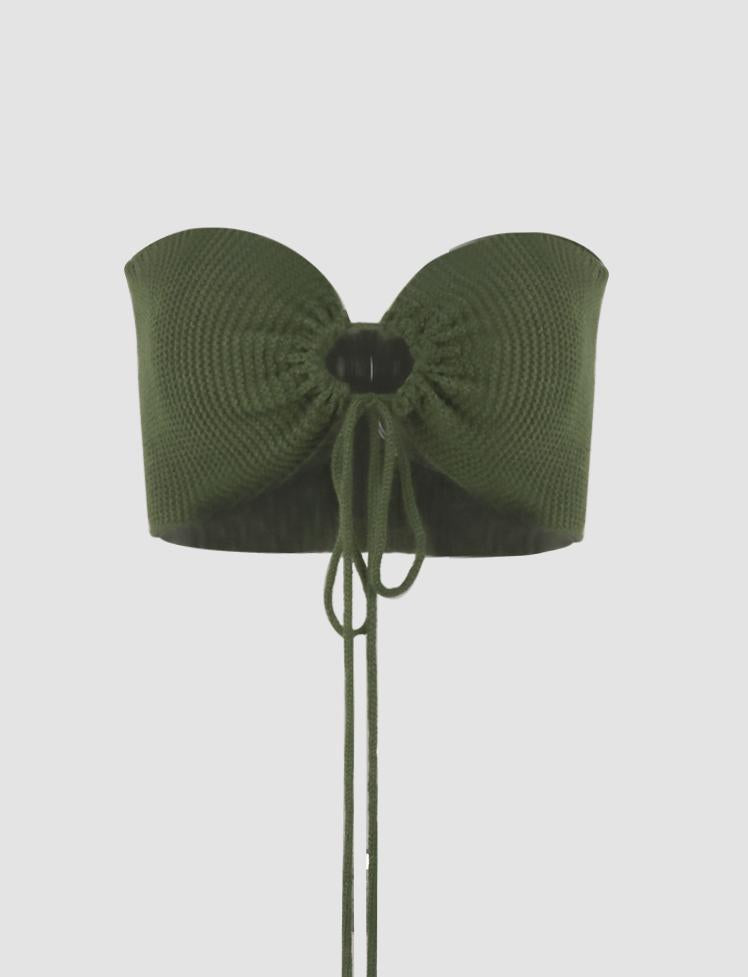Dark Green Cutout Wrap Top