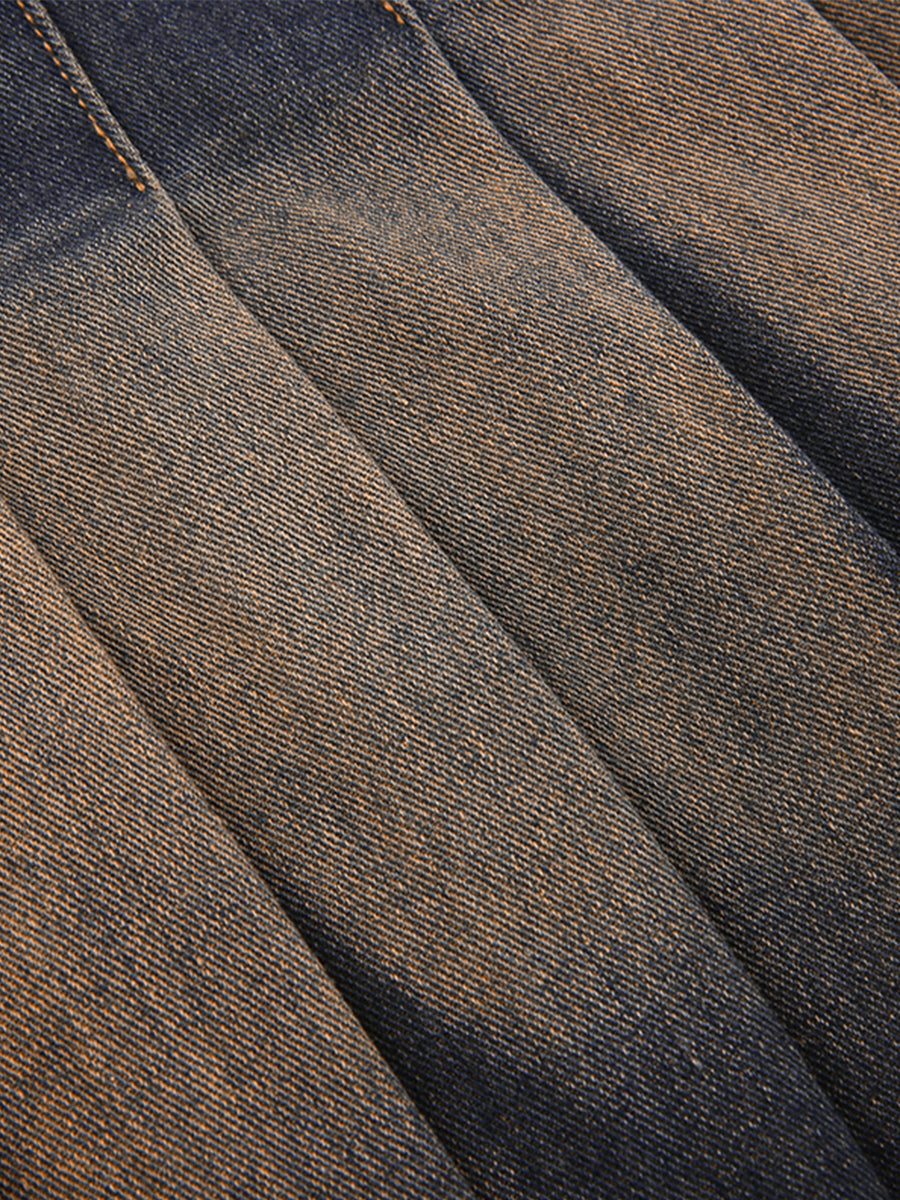 Denim Pleated Skirt