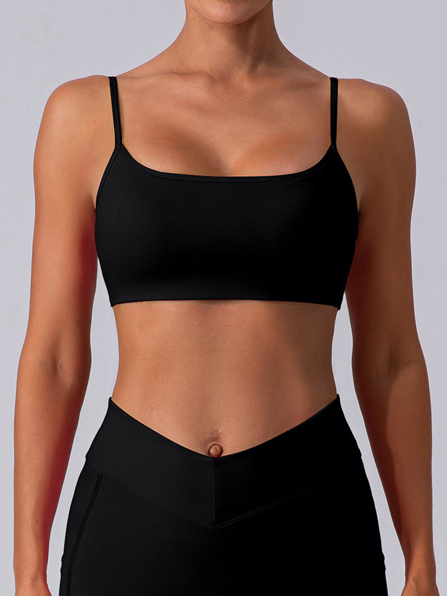 2pcs Sleeveless Cami Skin-Friendly Sports Set Workout Set Fitness Yoga Suit with Chest Pads
