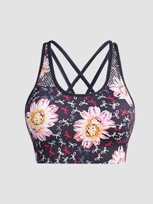 Summer Printed Cross Strap Short Sports And Casual Tank Top With Chest Pads