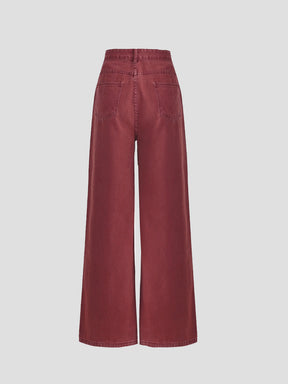 Solid Color Loose Fit Denim Long Pants