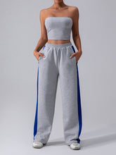 2pcs Strapless Top Sports Sweatpants Sports Set Workout Set Women Gym Wear