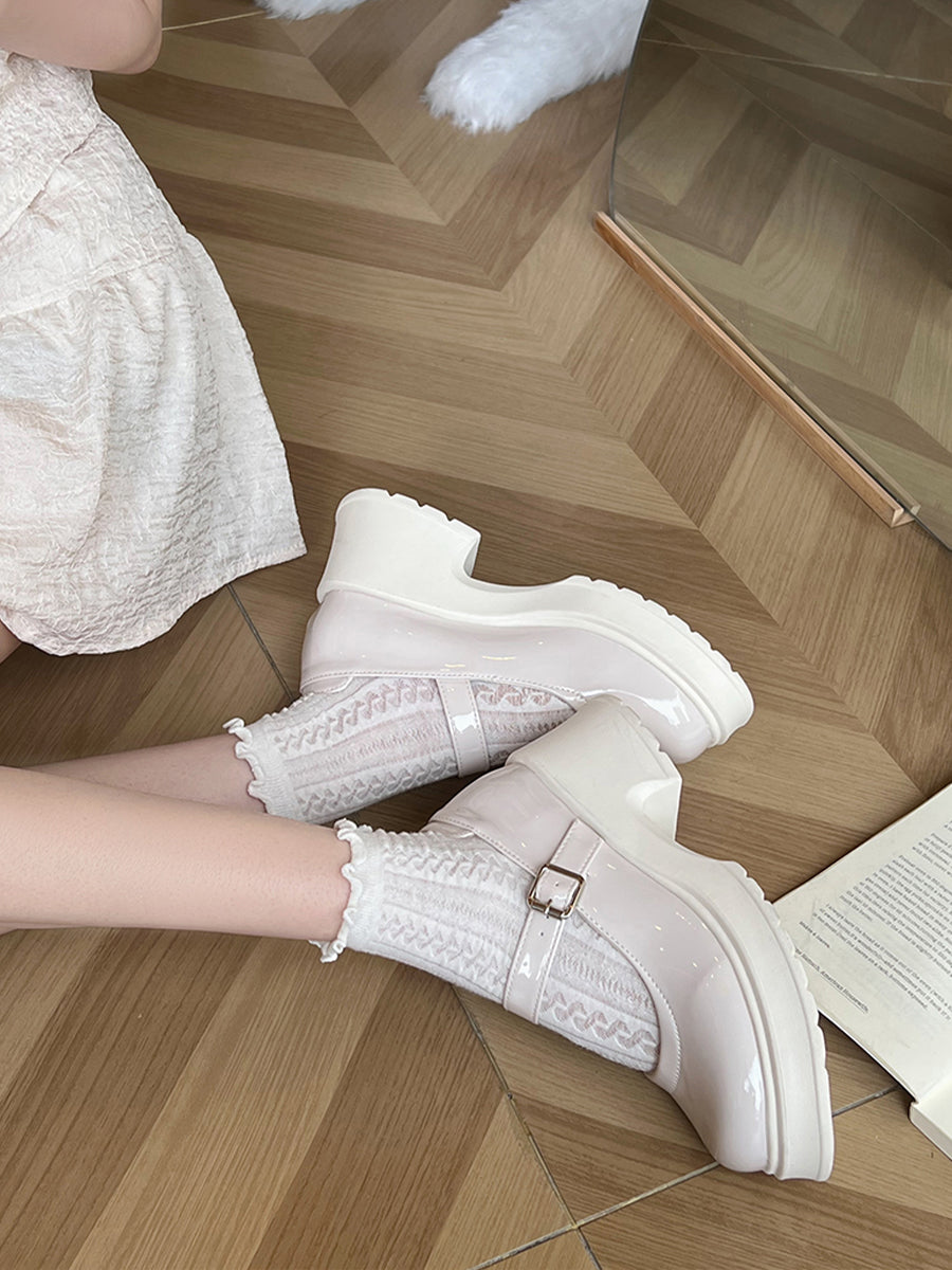 Ankle Straps Round Toe Chunky Heeled Pumps