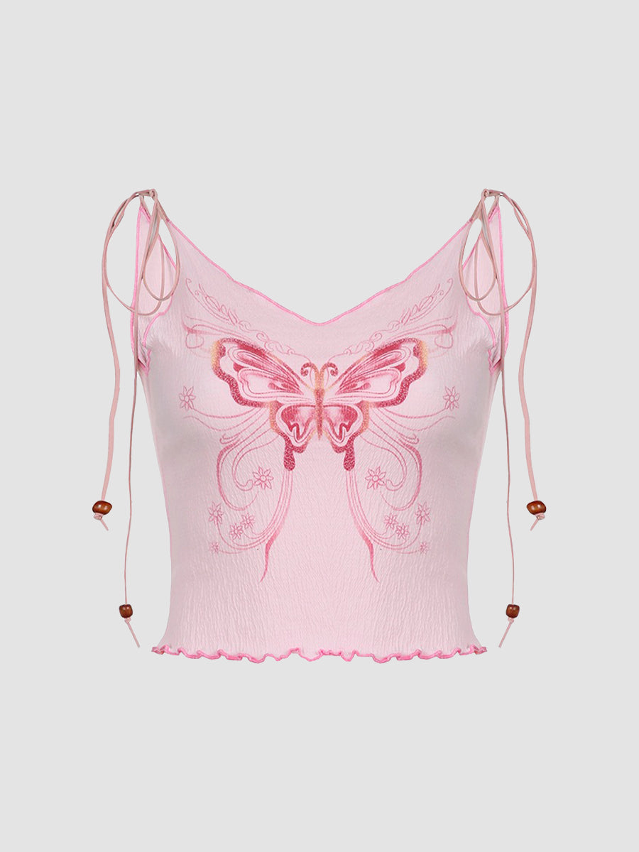 Butterfly Pink Cami Top with Sleeve Cover