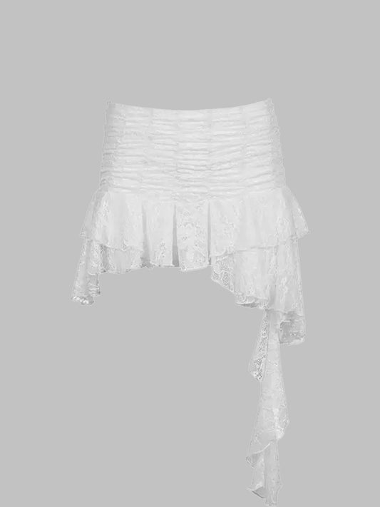 Irregular Wave Lace Mini Skirt