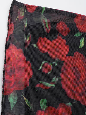Chiffon Rose Pattern Skirt