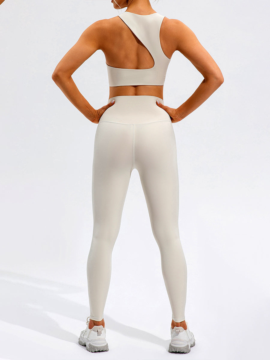 2pcs Sleeveless Tank Skin-Friendly Sports Set Workout Set Fitness Yoga Suit with Chest Pads
