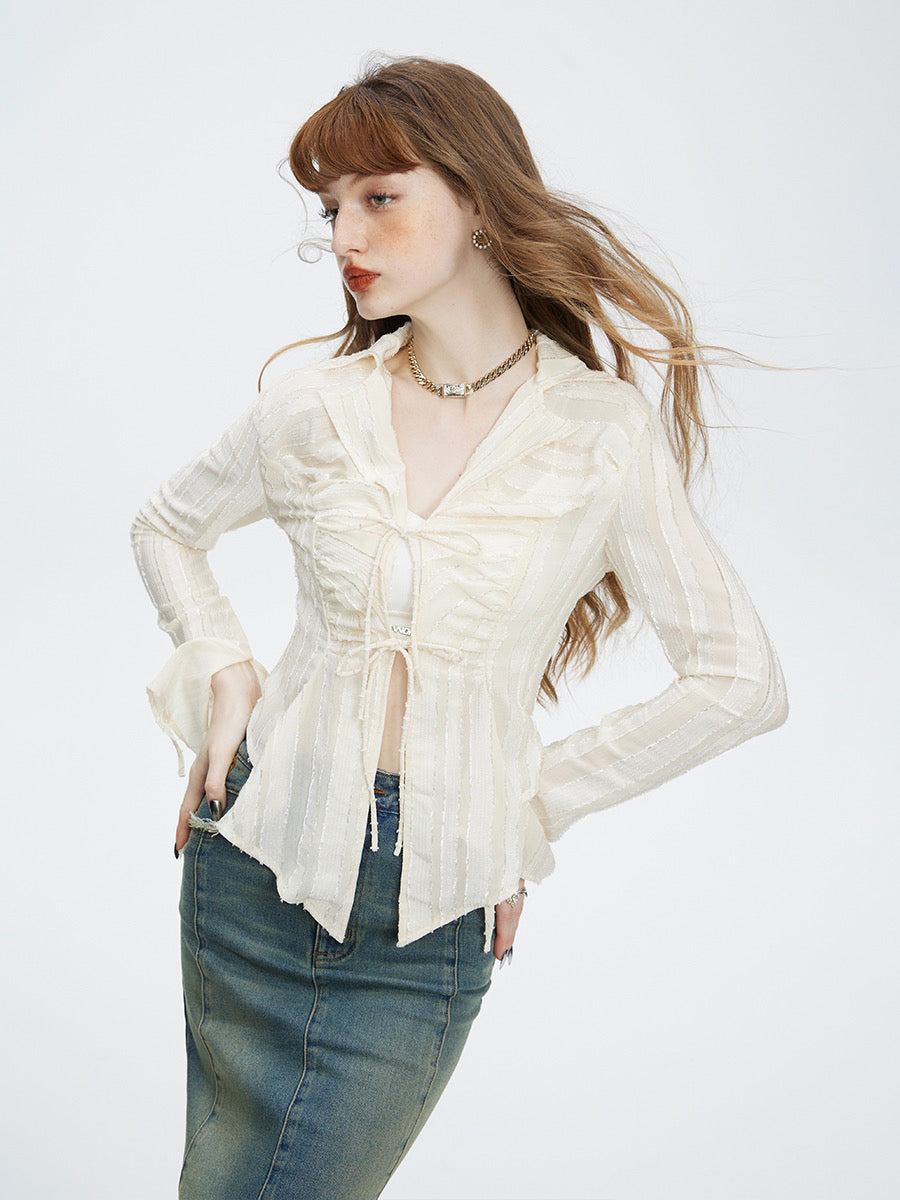 Chiffon Tied Slim Shirt Top