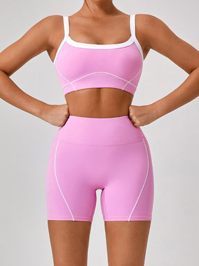 Solid Color Running Cami Set for Women Causal Tummy Control Workout Shorts