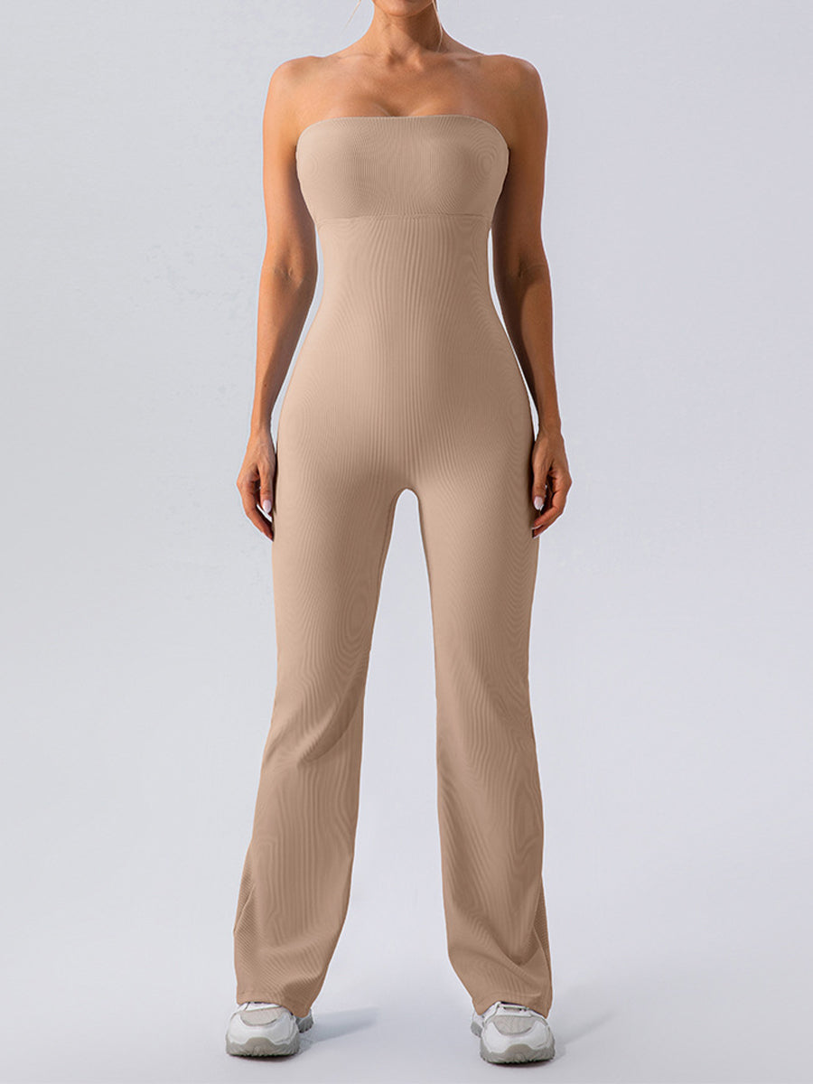 Strapless Plain Women Unitards Skin-Friendly Sleeveless Romper