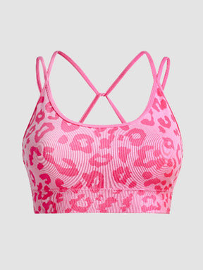 Summer Printed Cross Strap Short Sports And Casual Tank Top With Chest Pads