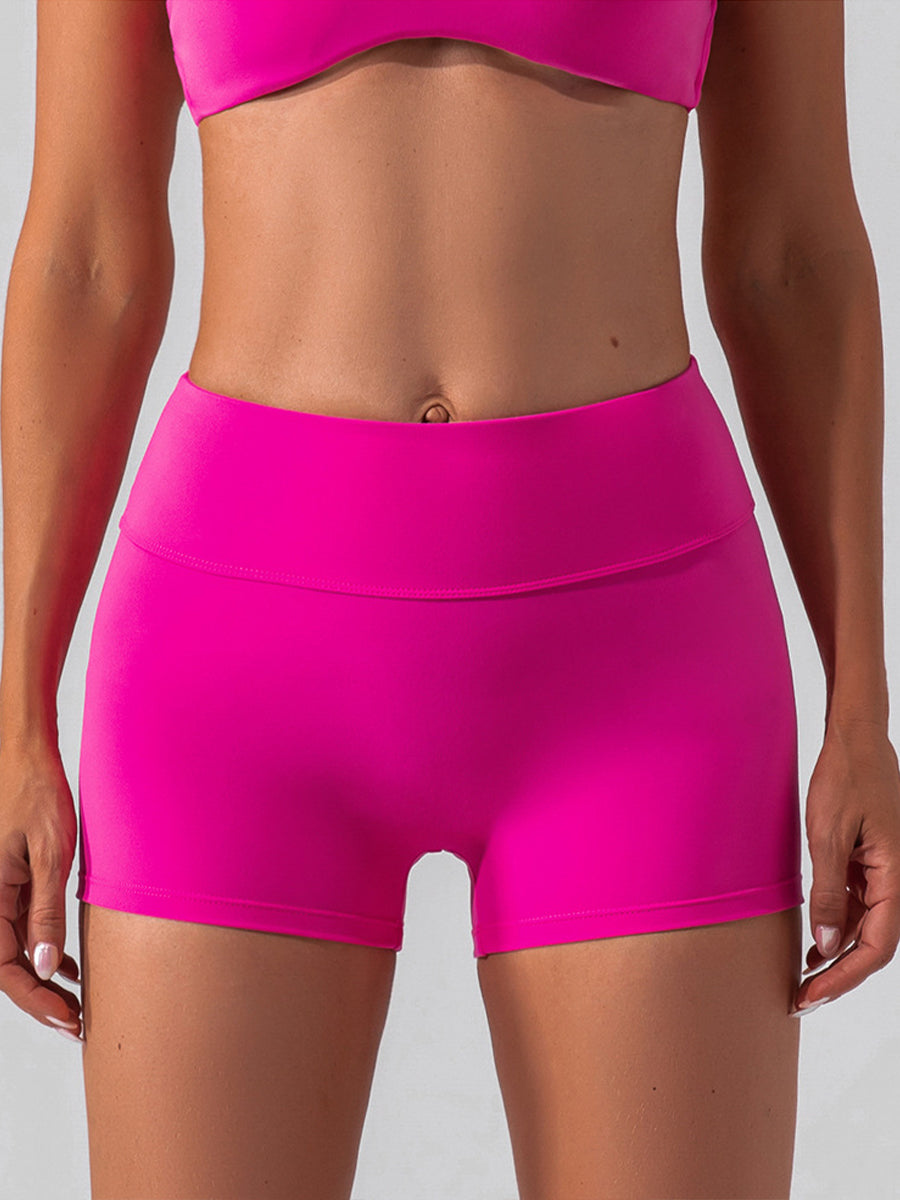 Solid Color Running Shorts for Womens Causal Tummy Control Workout Shorts High Waisted Yoga Capris Shorts