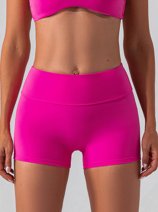 Solid Color Running Shorts for Womens Causal Tummy Control Workout Shorts High Waisted Yoga Capris Shorts