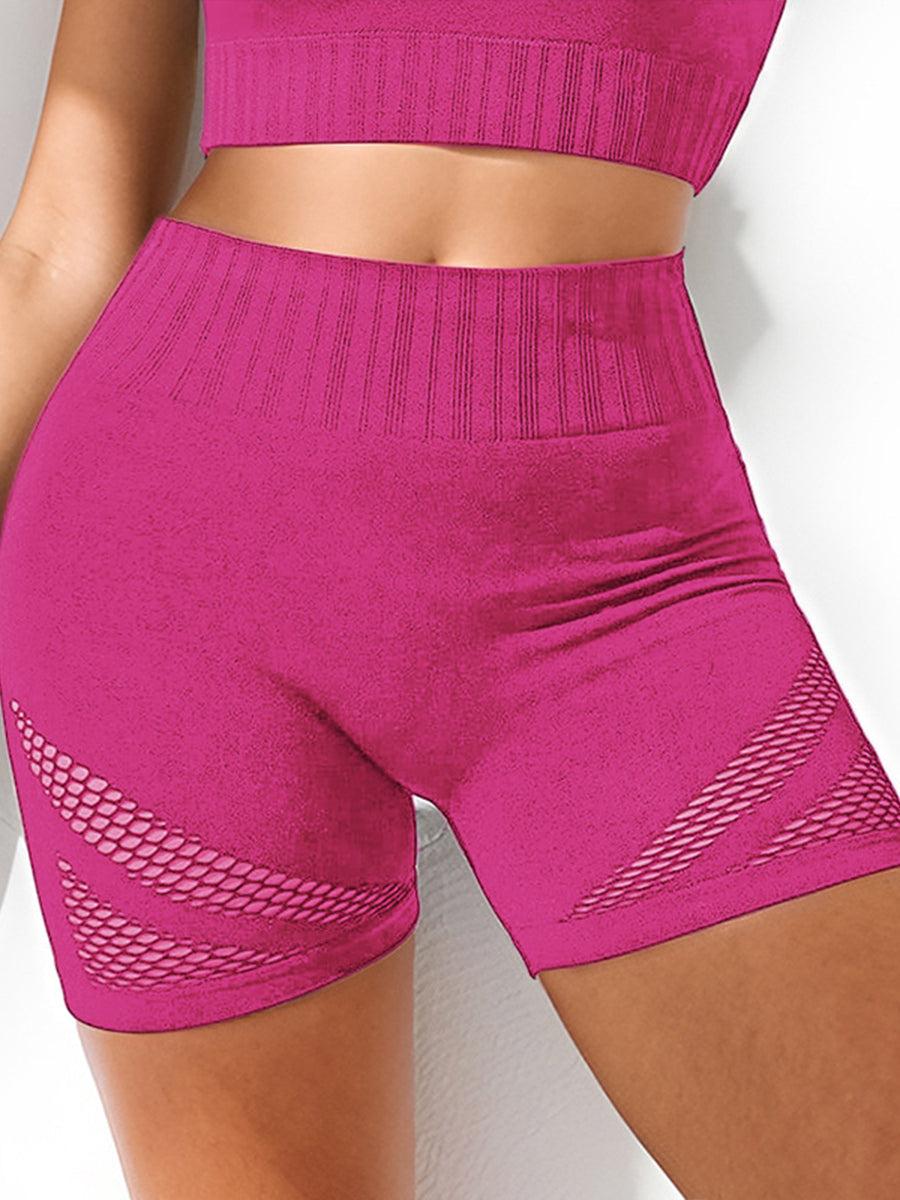2pcs Fitness Yoga Suit Gym Outfits Sports Set Plain Tank with Chest Pads and Shorts