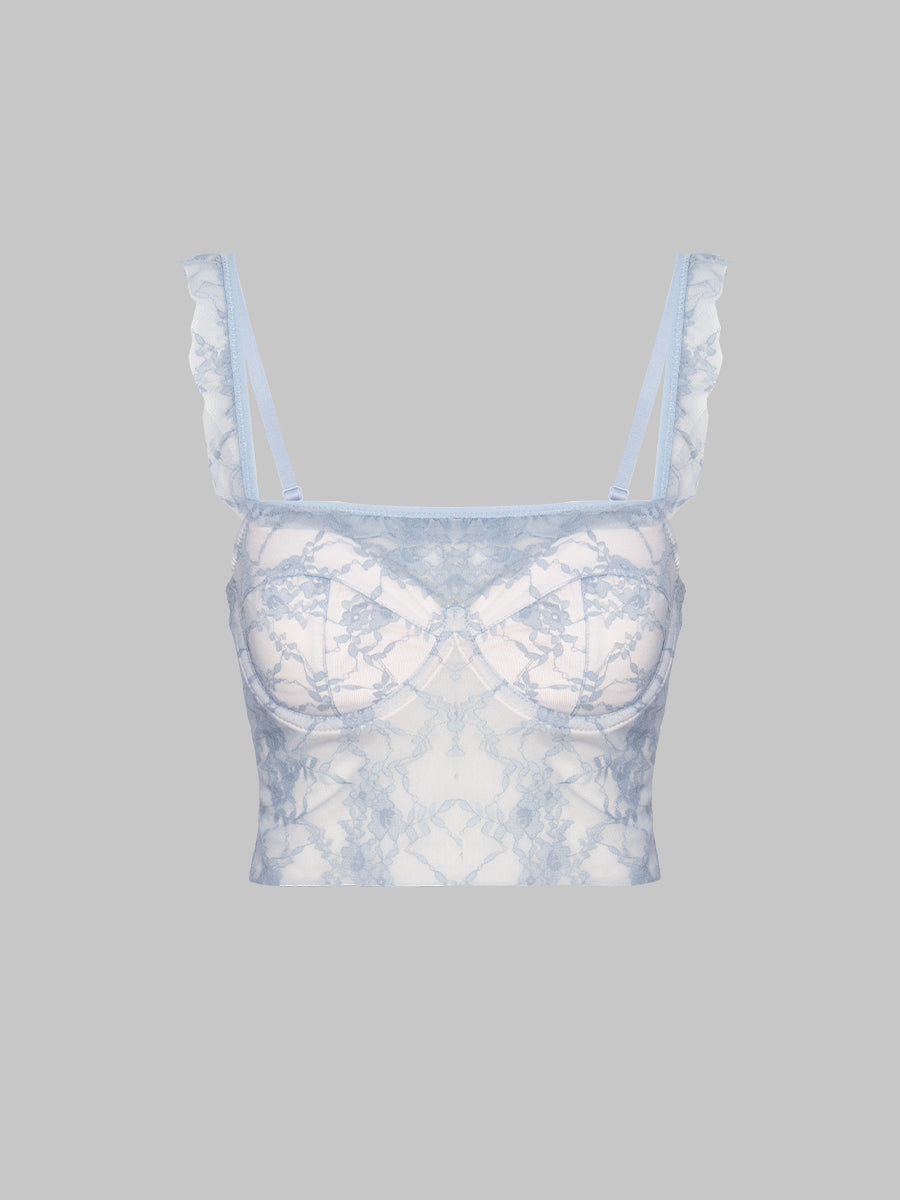 Underwire Lace Elastic Camisole Top with Bra Pads