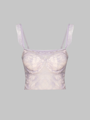 Underwire Lace Elastic Camisole Top with Bra Pads