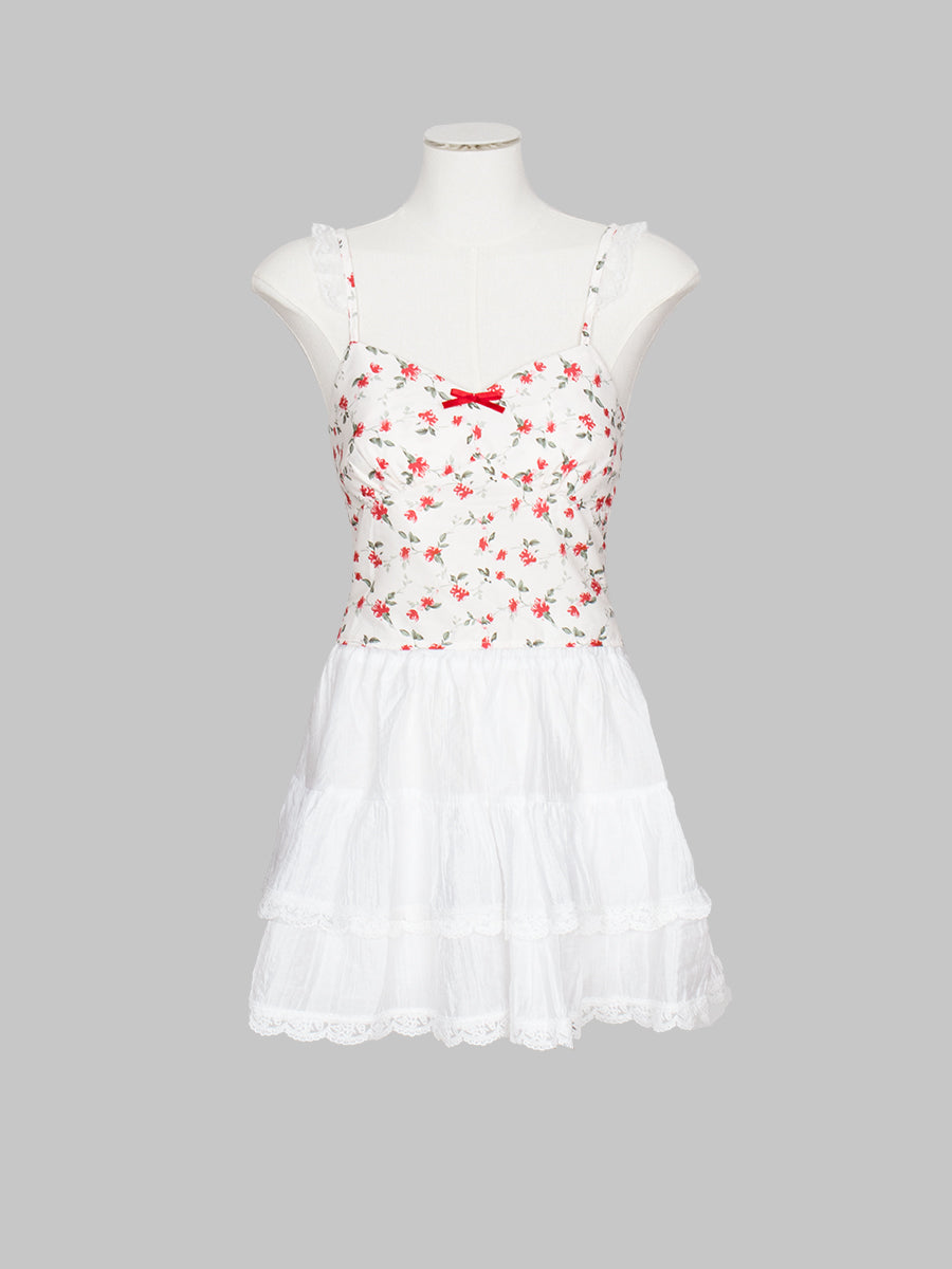 White Lace Puffy Skirt with Lining