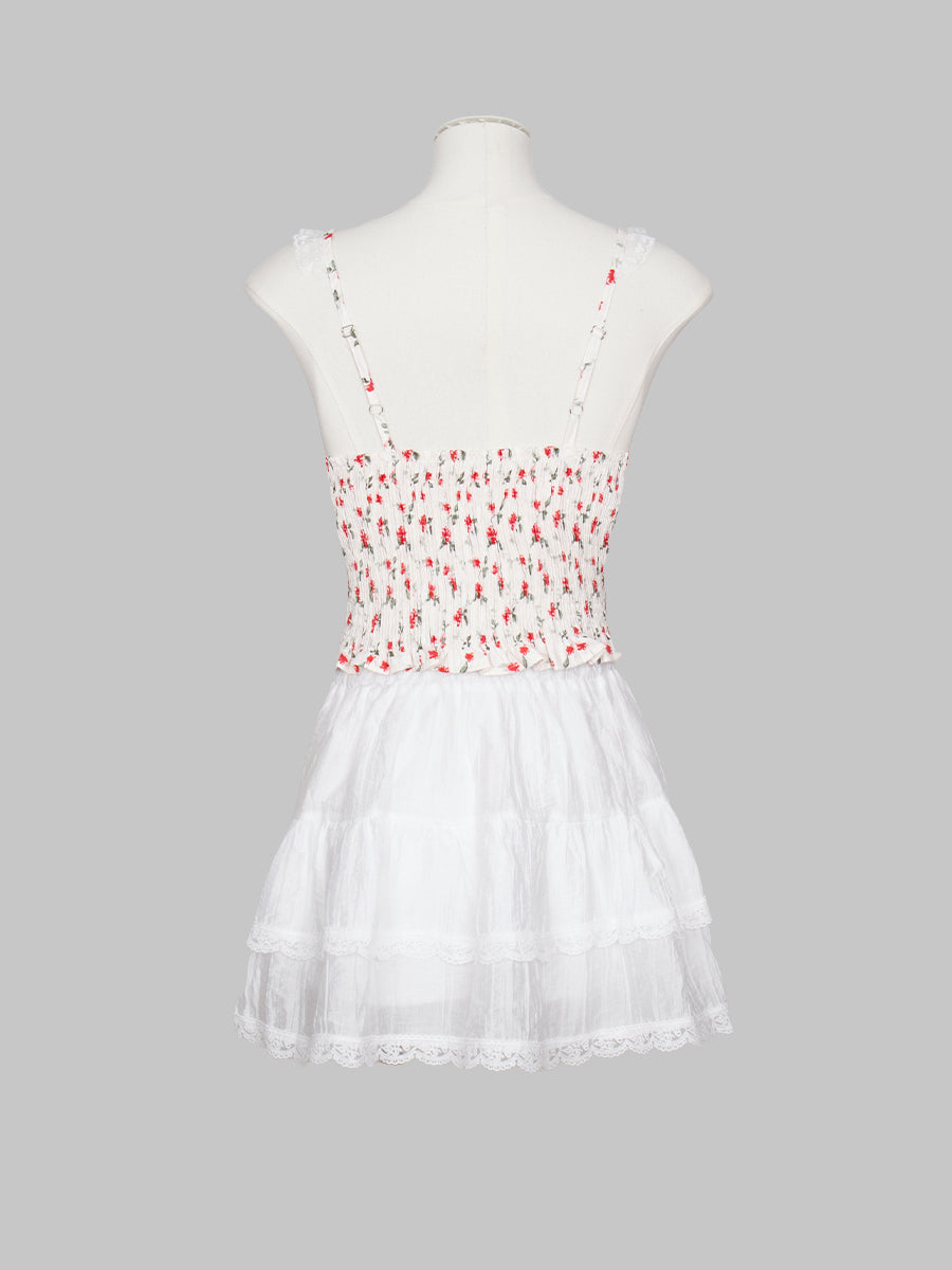 White Lace Puffy Skirt with Lining