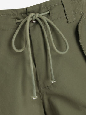 Pockets Drawstring Straight Cargo Parachute Pants