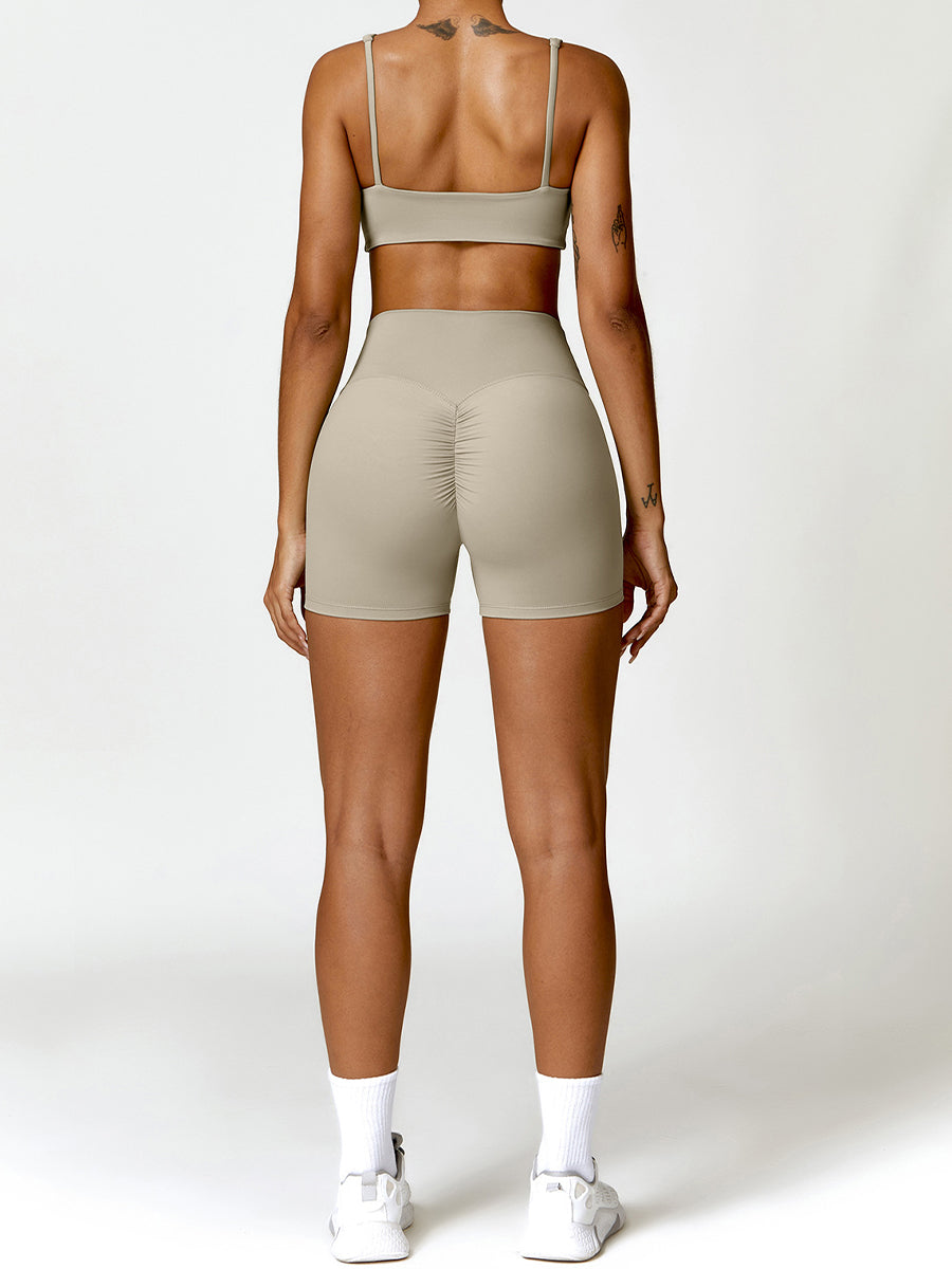 2Pcs Running Shorts Set for Womens Tank Causal Tummy Control Workout Shorts