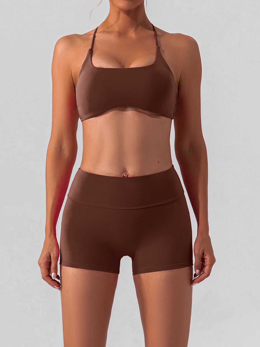 Solid Color Running Shorts for Womens Causal Tummy Control Workout Shorts High Waisted Yoga Capris Shorts