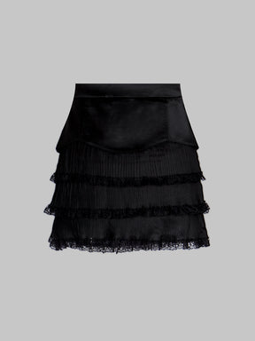 Solid Color Multi-layer Patchwork Silk Lace Skirt