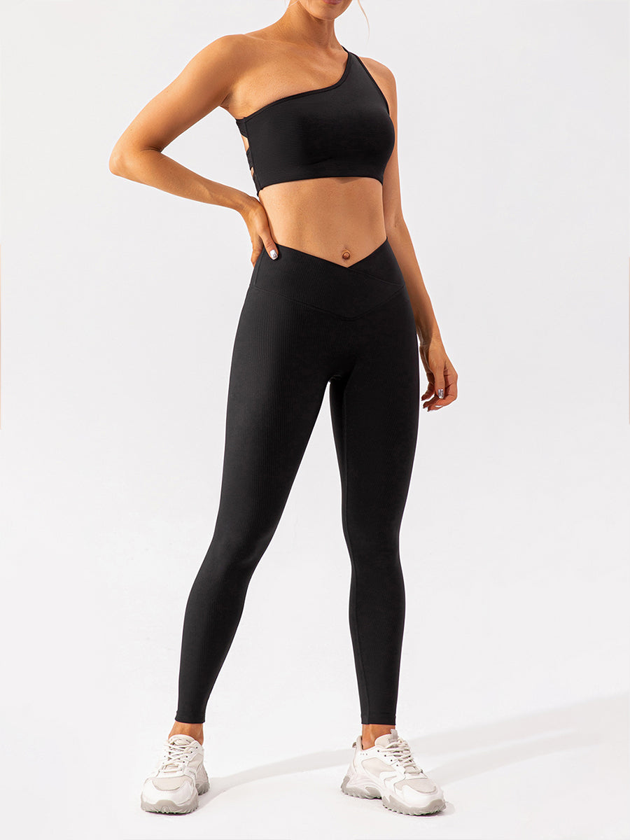 2pcs Sleeveless Halter Skin-Friendly Sports Set Workout Set Fitness Yoga Suit with Chest Pads